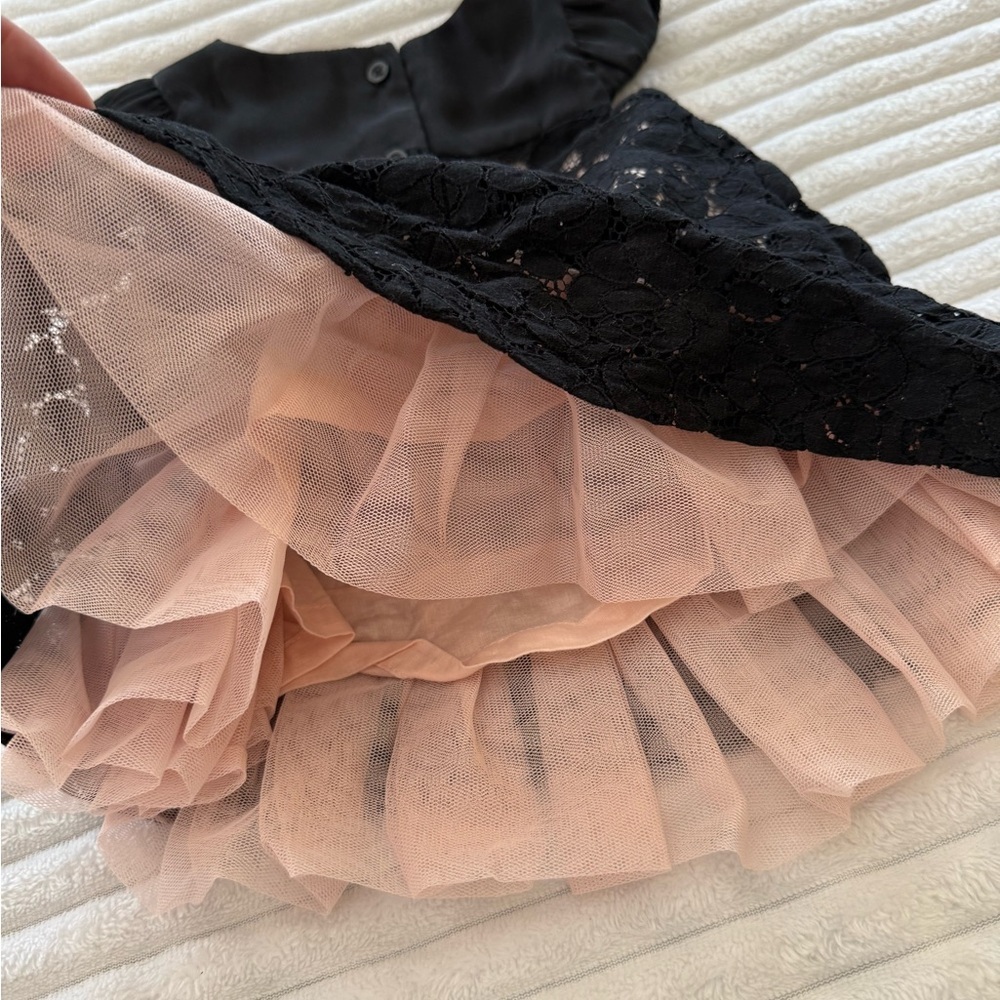 GAP Black Lace Kids Dress with Pink Underskirt - Picture 3 of 4